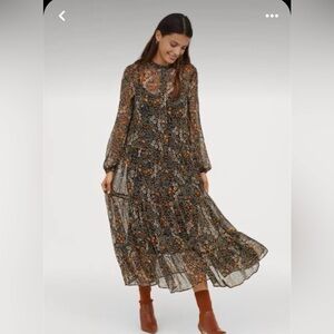 Orange floral H&M midi dress